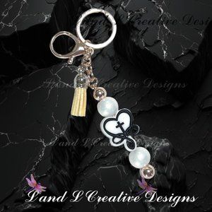 Beautiful Infinity Beaded Bar Keychain with Lobster Clasp and Tassel